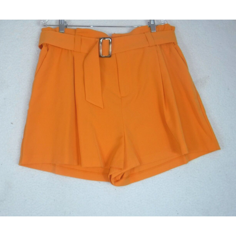 Nine West Womens Bright Orange High Rise Polyester‎ Shorts W/Belt Size XL